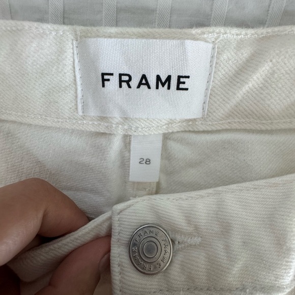 Frame Denim Women's Ivory Frayed Jean Shorts - Picture 2 of 6